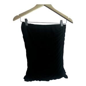 Shein Black Stretchy Ruffled Bunched Long Tube Top Size M